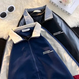 Korean Patchwork Jacket Varsity Jackets Harajuku Streetwear Color Block Windbreaker Men Women Coat