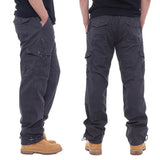 Eoior  New Men's Military Cargo Overalls Fashion Cotton Tactical Pants Male Multiple Pockets Baggy Straight Cargo Pants