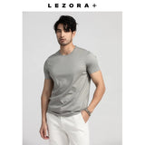 Eoior  Summer Men Mulberry Silk Mercerized Cotton T Shirt V-neck Loose Short Sleeve Basic T-shirts 7%Silk