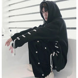 Eoior Men's wear design, rope wearing design, hooded sweater, trendy Korean version, loose casual coat, spring and autumn