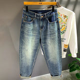 Eoior Retro High-End Simple Fashion Brand Jeans Men's Spring and Autumn Street Casual Loose Harem Wide-Leg All-Matching Trousers