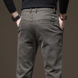 Eoior  Autumn New Men's Slim Straight Casual Pants Elastic Waist Fashion Korean Cargo Pants Brand Trousers Black Coffee Gray