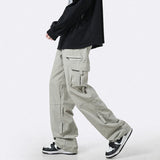 Cargo Pants Men Zipper Oversize Wide Leg Trousers Male Streetwear Hip Hop Casual Korean Japanese Pocket Safari Style