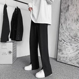 Eoior  Streetwear Fashion Men Trousers Split Black Harajuku Oversized Casual Pants  Korean Office wear Suit Pants Male Blazer Pants