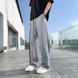 Summer New Men Suit Pants Full Baggy Wide Leg Casual Pants Trousers Straight Solid Lightweight Nylon Fabric Oversize Unisex