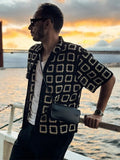 Oversized Button Through Crochet Knit Shirt For Male Fashion Lapel Short Sleeve Beach Knitted T Shirts Summer Chic Vacation Tops