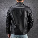 Eoior Free Shipping.7XL Genuine Leather jacket.Winter casual black Men cowhide clothes.quality plus size leather coat.натуральная кожа