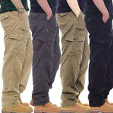 Eoior  New Men's Military Cargo Overalls Fashion Cotton Tactical Pants Male Multiple Pockets Baggy Straight Cargo Pants