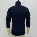 Eoior Spring and Autumn Men's Pullover High Neck Solid Long Sleeve Screw Thread Sweater Knitted Underlay Fashion Slim Fit Tops