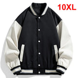 Eoior Black Baseball Jacket Men Plus Size 10XL Bomber Jackets Coats Fashion Casual Patchwork Jacket Male Big Size 10XL Outerwear