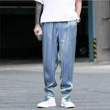 Eoior  Loose Casual Pants Man Joggers Elastic Waist Sweatpants Summer Glossy Ice Silk Harem Pants Streetwear Unisex Bound Feet Trouser