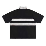 Polo dirty dye double short sleeve T-shirt with Turtleneck profile