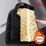 Eoior Fleece Jacket Men Winter Warm Thick Jacket Fleece Coat Plus Size 7XL Fashion Casual Stand Collar Jackets Big Size 7XL