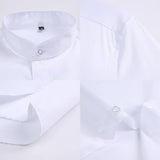 Eoior  Autumn Long Sleeve Shirt Men 100% Cotton White Shirt Stand Collar Slim Fit Business Work Shirts for Men Plus Size 5XL