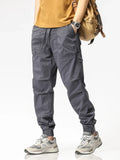 Eoior  New Summer Cargo Pants Men Cotton Casual Slim Fit Joggers Fashion Drawstring Zip Leg Work Trousers Male Streetwear