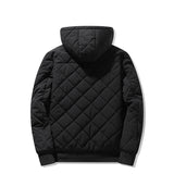 Eoior Jackets for Men with Hood Autumn Winter Cotton Padded Jacket Men Fashion Clothing Rhombus Texture Casual Parkas Plus Size 5XL