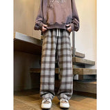 Green Plaid Pants Men Harajuku Winter Wide Leg Checked Trousers Male Oversize Big Size Casual Sweatpants Streetwear