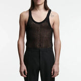 Men's Sexy See-through Mesh Vest Top T-shirt Casual Mesh Transparent Sleeveless Top Vest Beach Muscle Men Super Cool Clothing