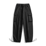 Eoior  Men's Cargo Pants Multi Pocket Wide Leg Jogger Trousers Hip Hop Streetwear Letter Embroidery Pant Male Workwear Pant