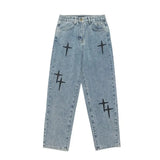 New Embroidery Jeans Men Wide Leg Cargo Pants Streetwear Baggy Men Loose Straight Male Clothing Y2K Jeans Hip Hop Trousers