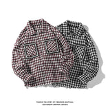 Eoior  Men Jacket Korean Style Plaid Check Jacket Fashion Street Oversized Unisex Coat Patchwork Pockets Retro Coats Male Blouses