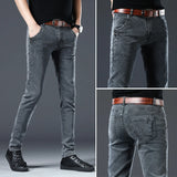 Eoior Brand Clothing Men Jeans Grey Elasticity Slim Skinny Business Casual Classic Edition Type Comfortable Male Denim Pants