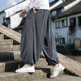 Eoior 2024 Autumn Winter Men Polar Fleece Pants Men Velvet Retro Harem Pants Male Solid Color Wide Leg Pants Harajuku Jogging Trousers