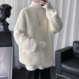 Eoior Autumn Winter Mens Casual Turtleneck Pullover Men's Long Sleeve Rollneck Sweater Korean Style Fashion Warm Knitted Sweater