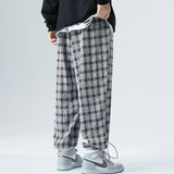 Eoior Men's Plaid Pants Fashion Casual Sweatpants Men Spring Joggers Male Elastic Waist Trousers Mens Jogging Pants Plus Size 8XL