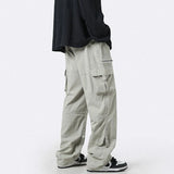 Cargo Pants Men Zipper Oversize Wide Leg Trousers Male Streetwear Hip Hop Casual Korean Japanese Pocket Safari Style