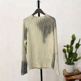 High Street Paint Knitted Sweater Graffiti Old Slim Fit Knits Lazy Style Clothing Ins New Fsahion Pullovers