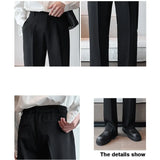 Summer Men Thin Casual Suit Pants Long Straight Drape Silky Wide Loose Trousers Male Elastic Waist Oversize Clothes Black White