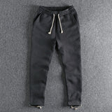 Eoior Autumn and Winter New Heavyweight 360g Thick Velvet Straight Sweatpants Men's Pure Cotton Solid Color Sports Casual Trousers