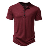 Eoior Henley Collar Summer Men Casual Solid Color Short Sleeve T Shirt for Men Polo men High QualityMens T Shirts