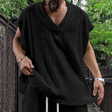 trendy European and American style men's casual V-neck versatile jacquard knitted vest top