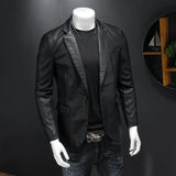 New Mens Slim Fit Leather Jackets PU Casual Motorcycle Coats Turn Down Collar Black Moto Biker Leather Suede Outerwear Men 5XL