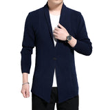 Eoior Man X-long Sweater Jackets Men's Sweater Coat Solid Color Men's Knitted Cardigan