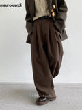 Spring Coffee Flowy Baggy Wide Leg Pants for Mens Streetwear Unisex Clothing Fashion Loose Casual Soft Trousers