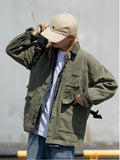 Japanese Streetwear Army Green Cargo Jacket Men Women Spring Clothing Harajuku Coat Korean Fashion Military Casual Workwear