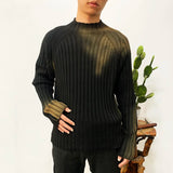 High Street Paint Knitted Sweater Graffiti Old Slim Fit Knits Lazy Style Clothing Ins New Fsahion Pullovers