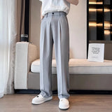 Wide Leg Gray Baggy Men's Summer Pants Tailoring Chinese Homme Dress Slacks Spring Clothes Male Suit Trousers Formal Designer Up