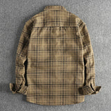 Eoior Trendy men's new fashion versatile plaid long sleeve shirt casual cotton washed thin coat