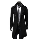 M-4XL New Men's Double-breasted Trench Coat Mid-length Trendy Slim Casual Coat Trench Coat Jackets