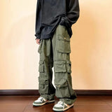 Y2k  Hip-hop Cargo Pants Multi-pockets Tooling Pant Harajuku Men's Vintage Loose Wide Leg Pants Streetwear Casual Trousers