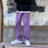 Eoior Harajuku Style Straight Jeans Men's Y2k Streetwear Trend Green Purple Trousers Casual Baggy Wide Leg Jeans Denim Pants