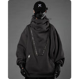 Eoior  Unisex Zipper Decoration Hooded Sweater Casual Functional Pullover Hoodie Comfortable Men'S Clothes Harajuku Hiphop Streetwear