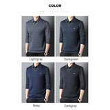 Eoior BROWON Brand Winter Clothes Men T Shirts 2024 Autumn Thick Fake Two Piece Long Sleeve T-shirt Casual Warm Knitted T-Shirt Male