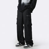 Cargo Pants Men Zipper Oversize Wide Leg Trousers Male Streetwear Hip Hop Casual Korean Japanese Pocket Safari Style