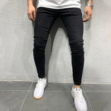 Eoior  New Men's Stretchy SKinny Jeans Solid Color Slim Fit Casual Pants Fashion Mens Designer Clothes Streetwear Denim Trousers