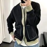 Eoior  Knit Sweater Male Zipper Cardigan Zip-up Men's Clothing Jacket Round Collar Coat Crewneck Thick Winter Knitwears Loose Fit